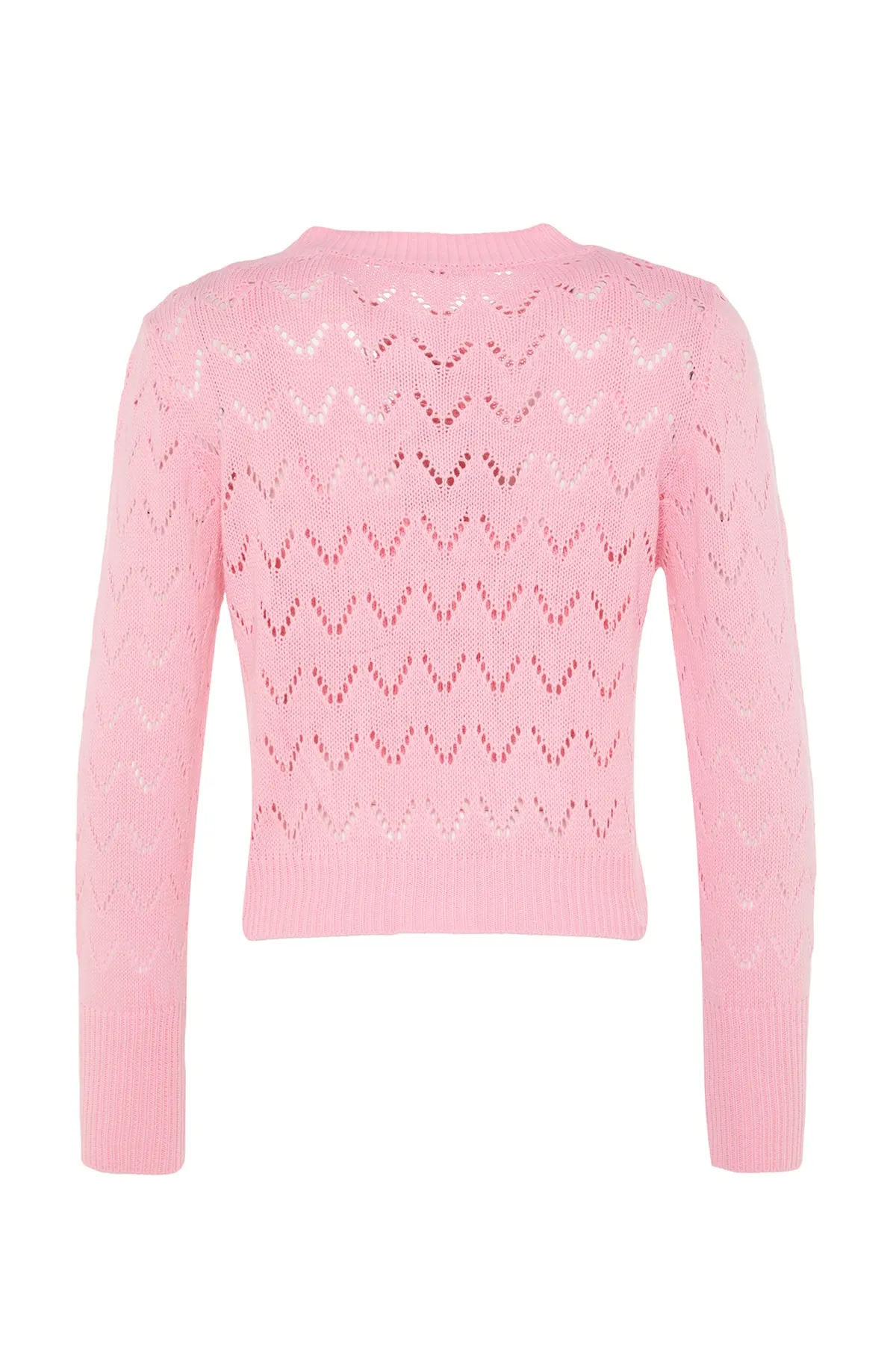 Trendyol Collection  Rosa Blusen-Cardigan-Set mit Knopfdetail, durchbrochen/Lochmuster TWOSS23HI00000