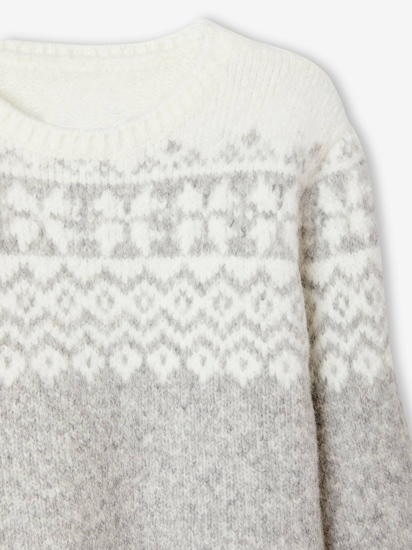 Pull jacquard de Noël garçon gris chiné
