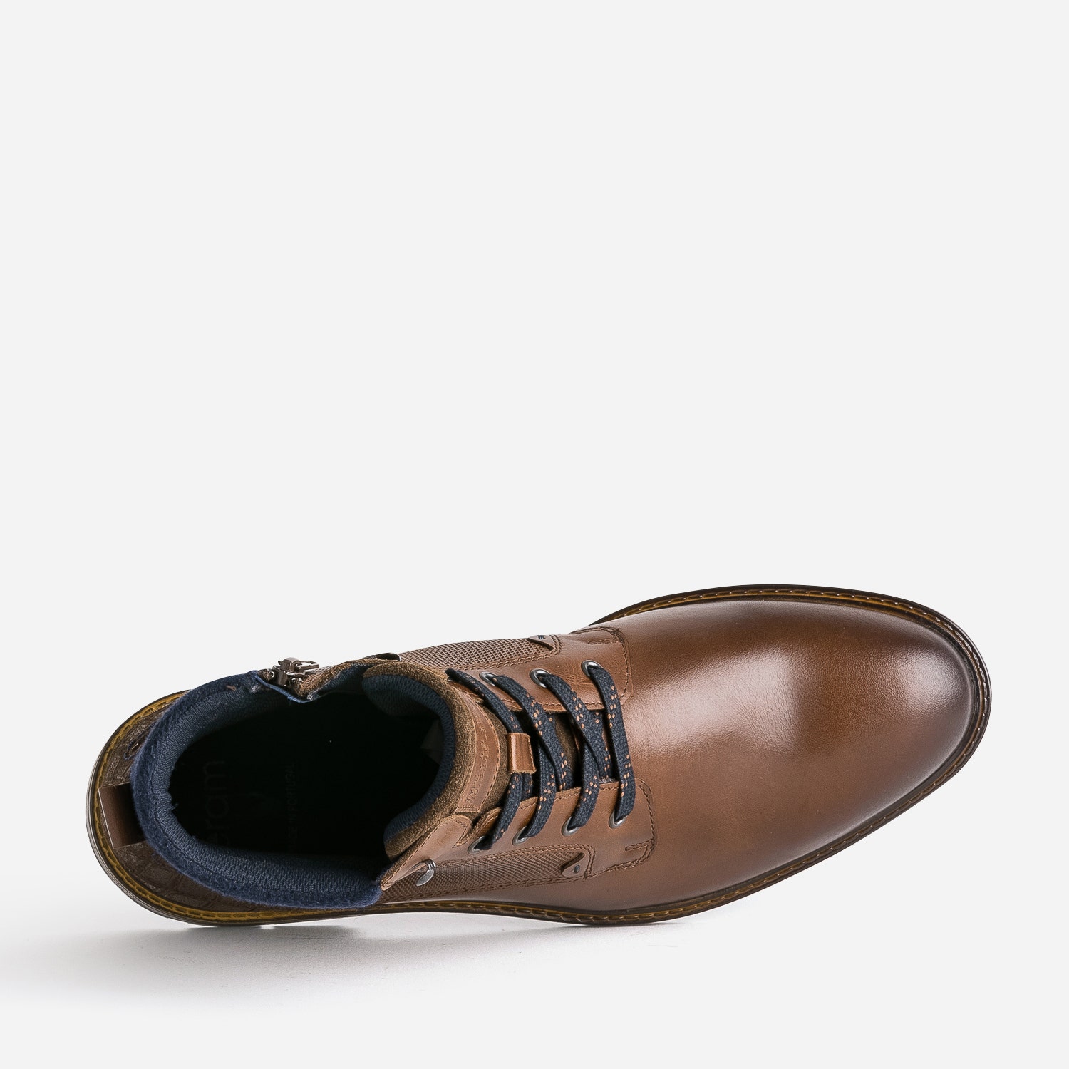 Boots à lacet marron bi-matière