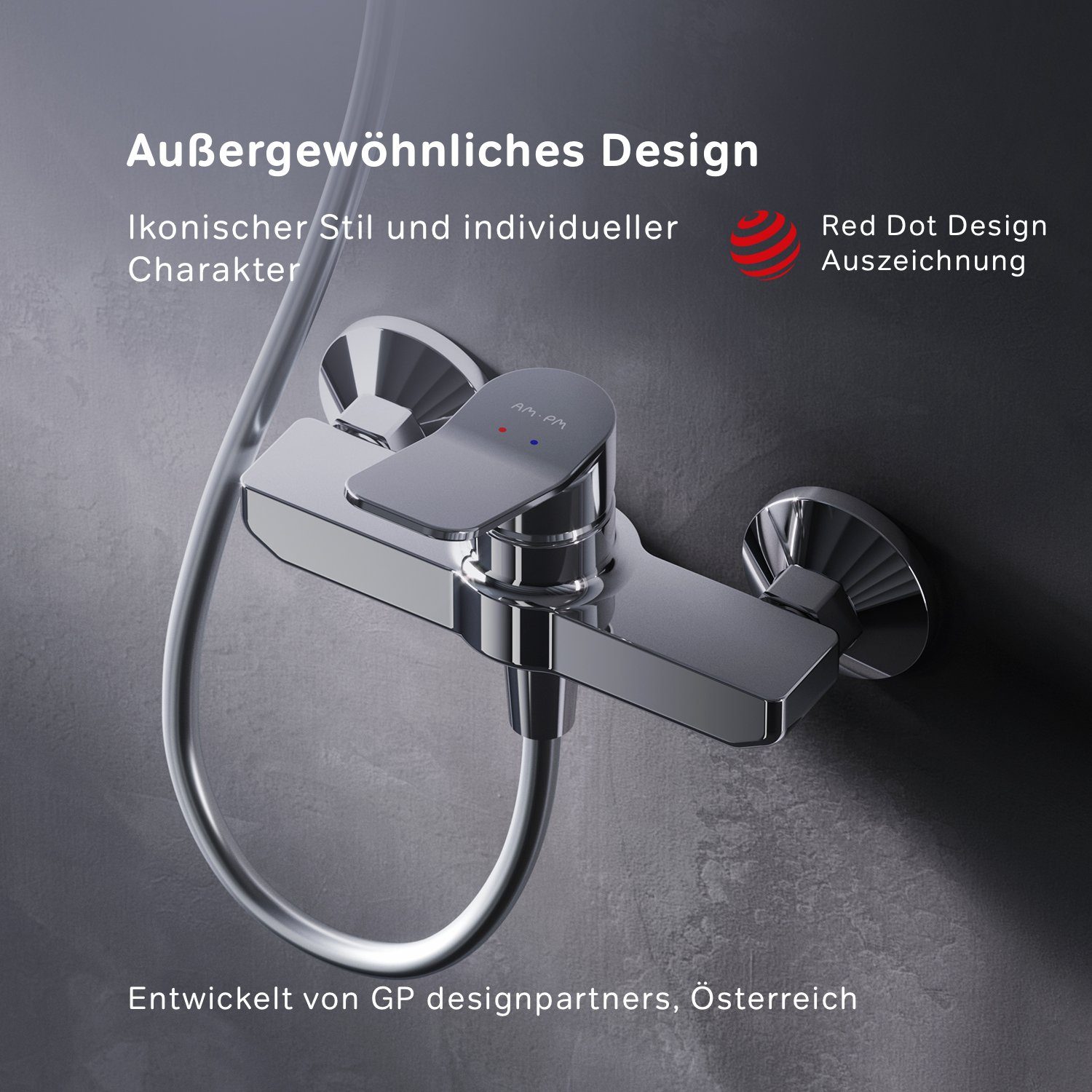 AM.PM Duscharmatur X joy Wasserhahn Bad, Keramikkartusche SoftMotion 35mm beständig gegen Korrosion, Kratzer und Schmutz