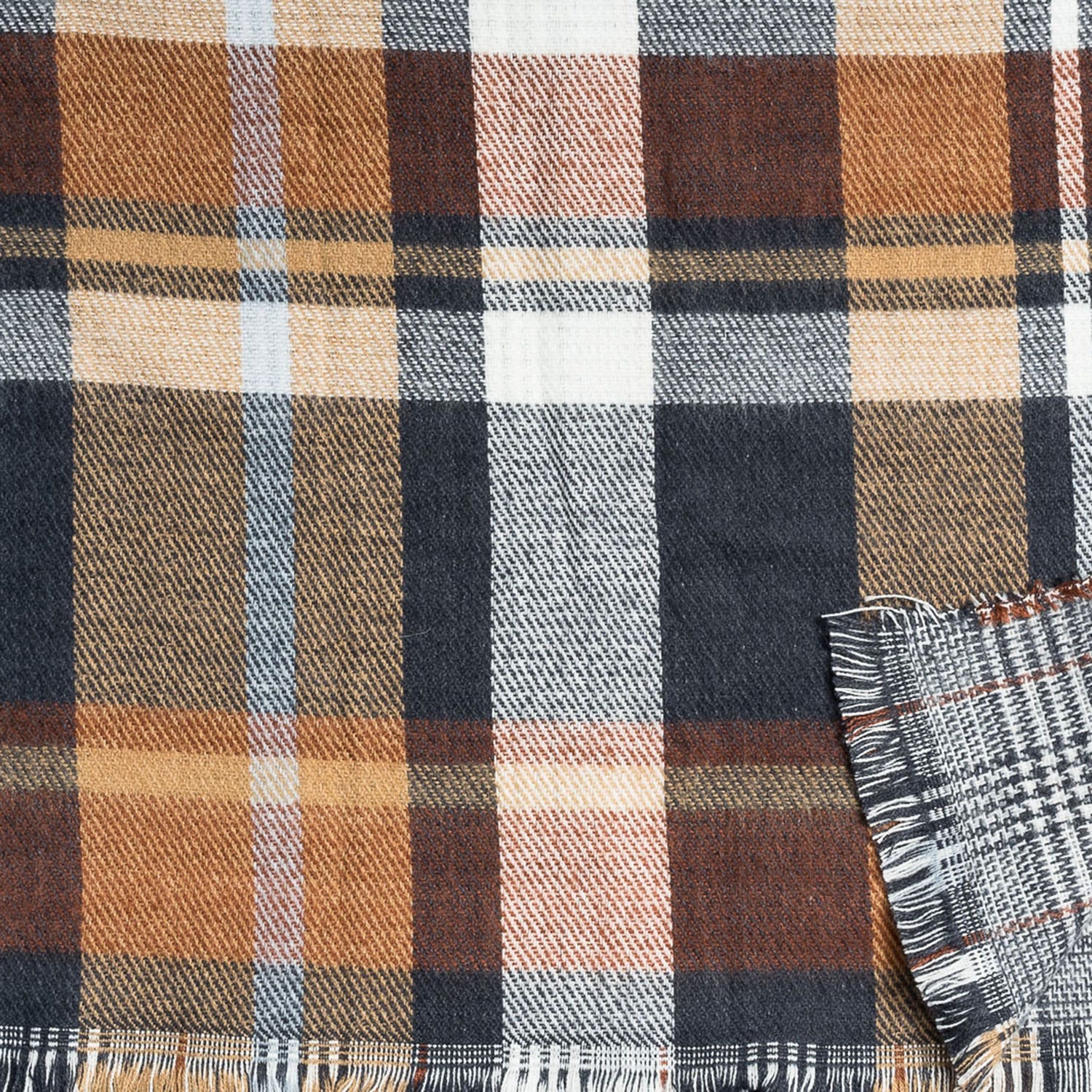 Étole bleu à double motifs carreaux