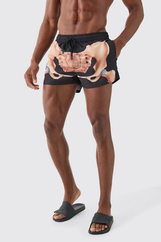 Super kurze Badehose mit Skelett-Print