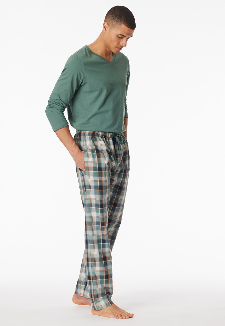 Loungehose lang Webware Organic Cotton Karos mehfarbig - Mix+Relax