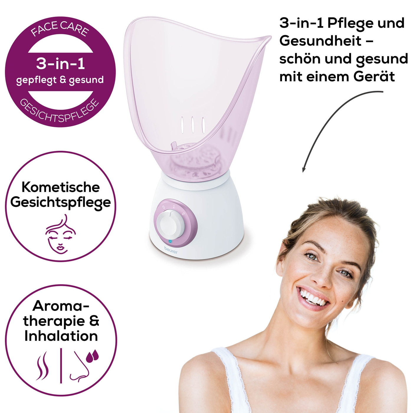 Beurer FS 60 Gesichtssauna-3-in-1: Gesichtsreinigung, Aromatherapie und Inhalation