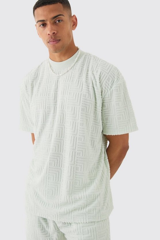 Oversize Geo Frottee Jacquard T-Shirt & Shorts