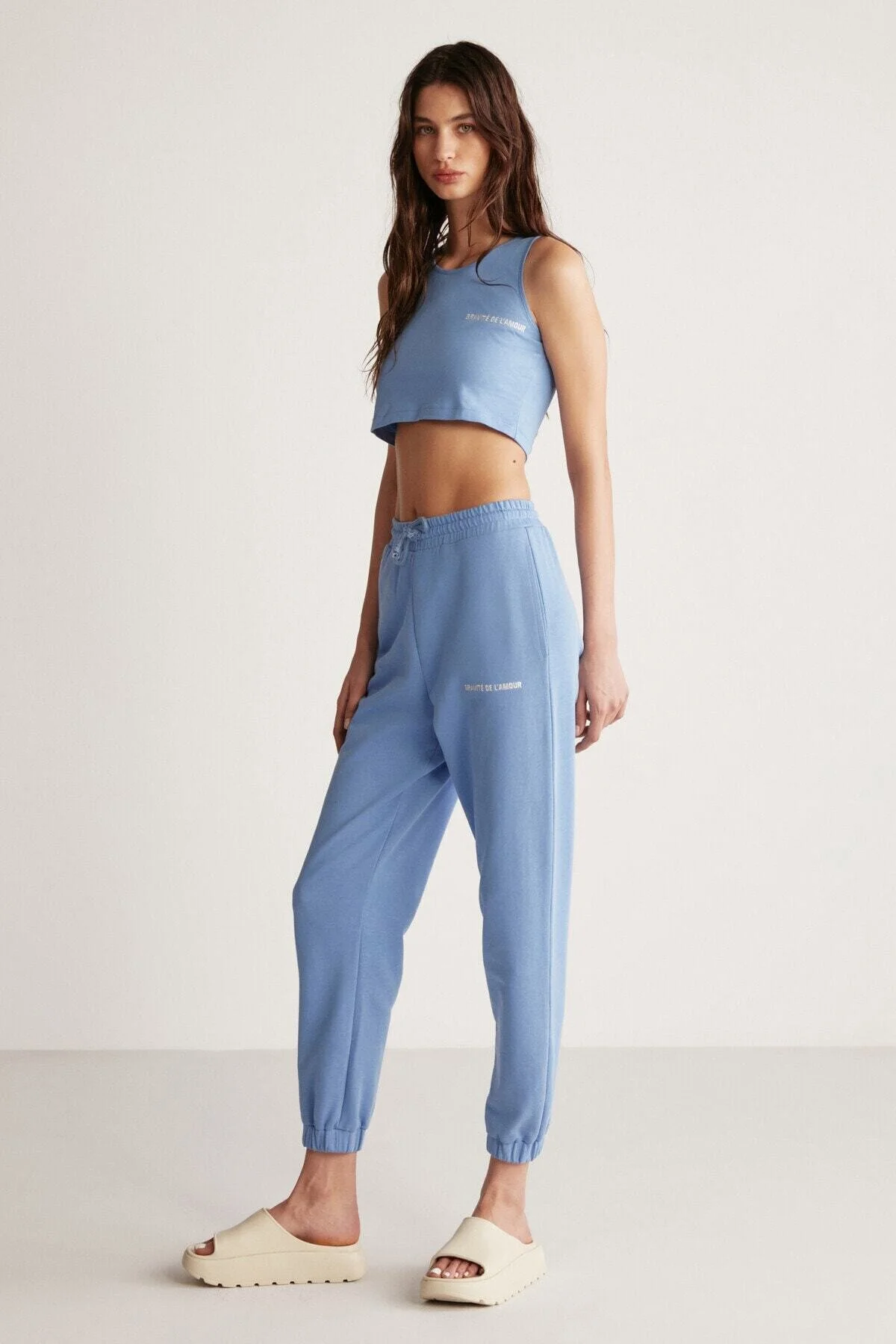 GRIMELANGE  Carroline Damen-Jogginghose mit Stickerei in Blau und elastischem Bund und Beinen