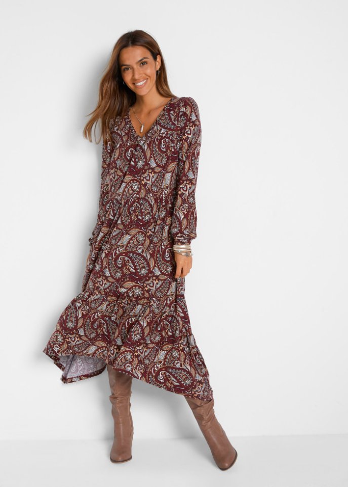 Midi Shirtkleid aus Baumwoll- Viskose Mischung, mit Zipfelsaum
