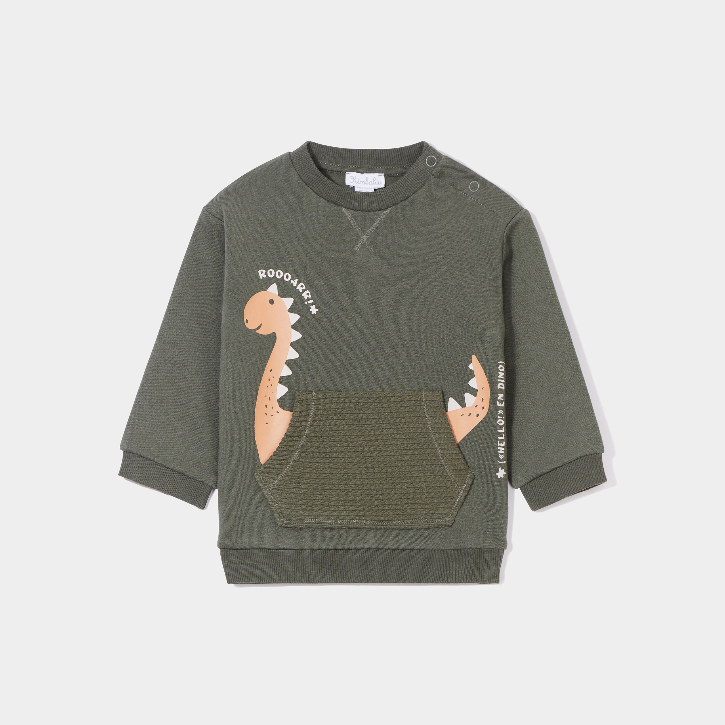 Sweat épaule boutonnée avec poche vert kaki bébé garçon | La Halle