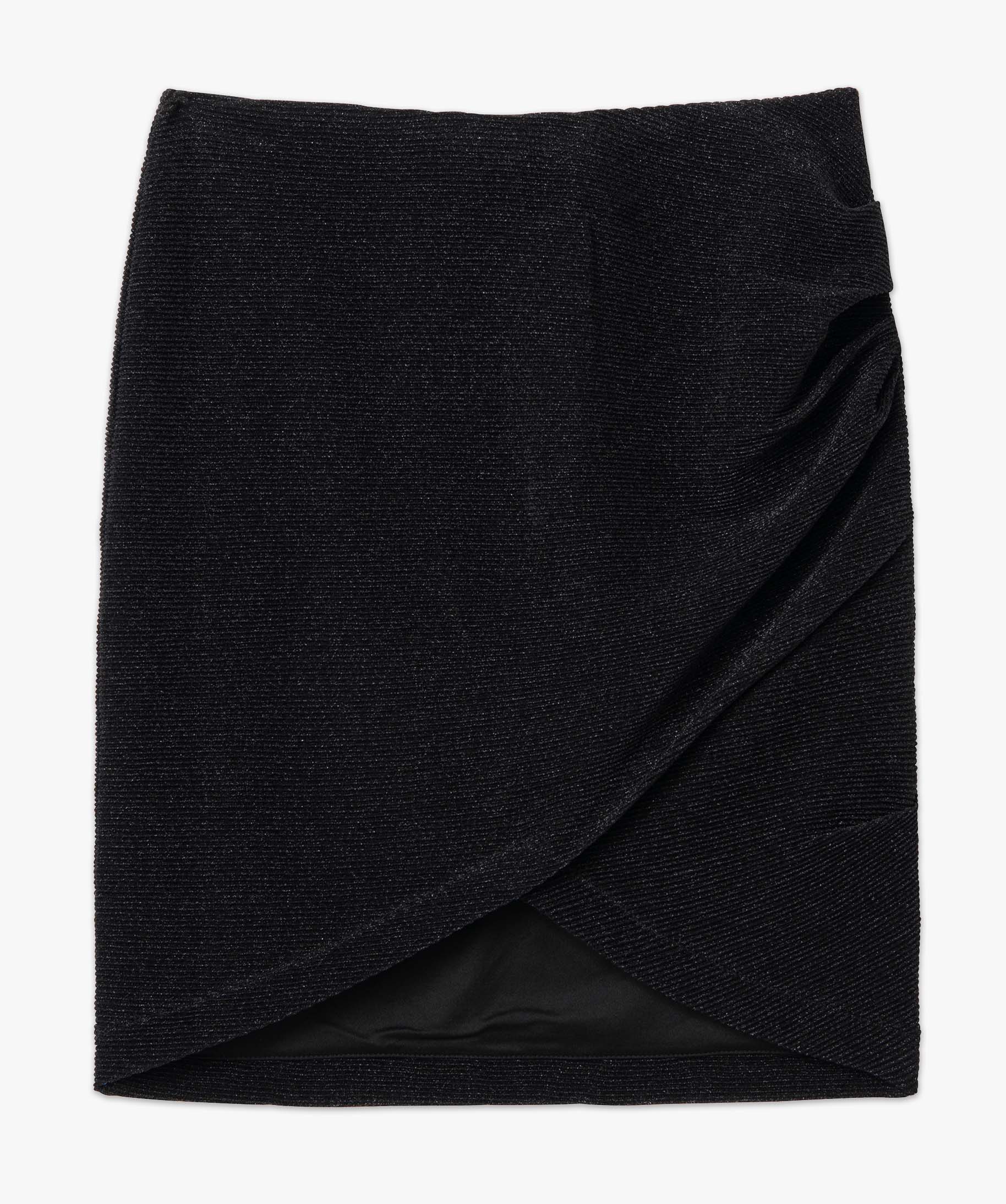 Jupe femme pailletée effet croisé drapé noir | GEMO
