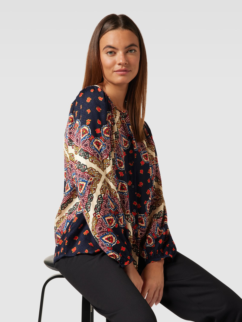Bluse mit Ornament-Muster Modell 'RAVEL' in anthrazit