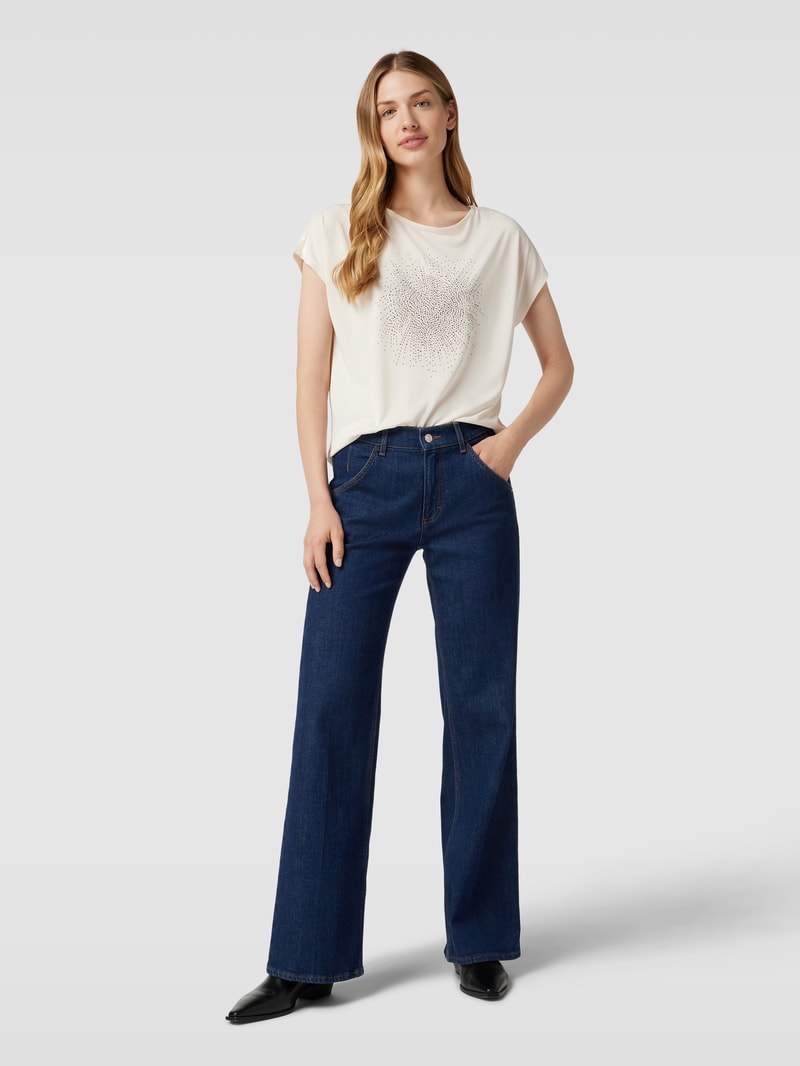 T-Shirt mit Ziersteinbesatz in offwhite