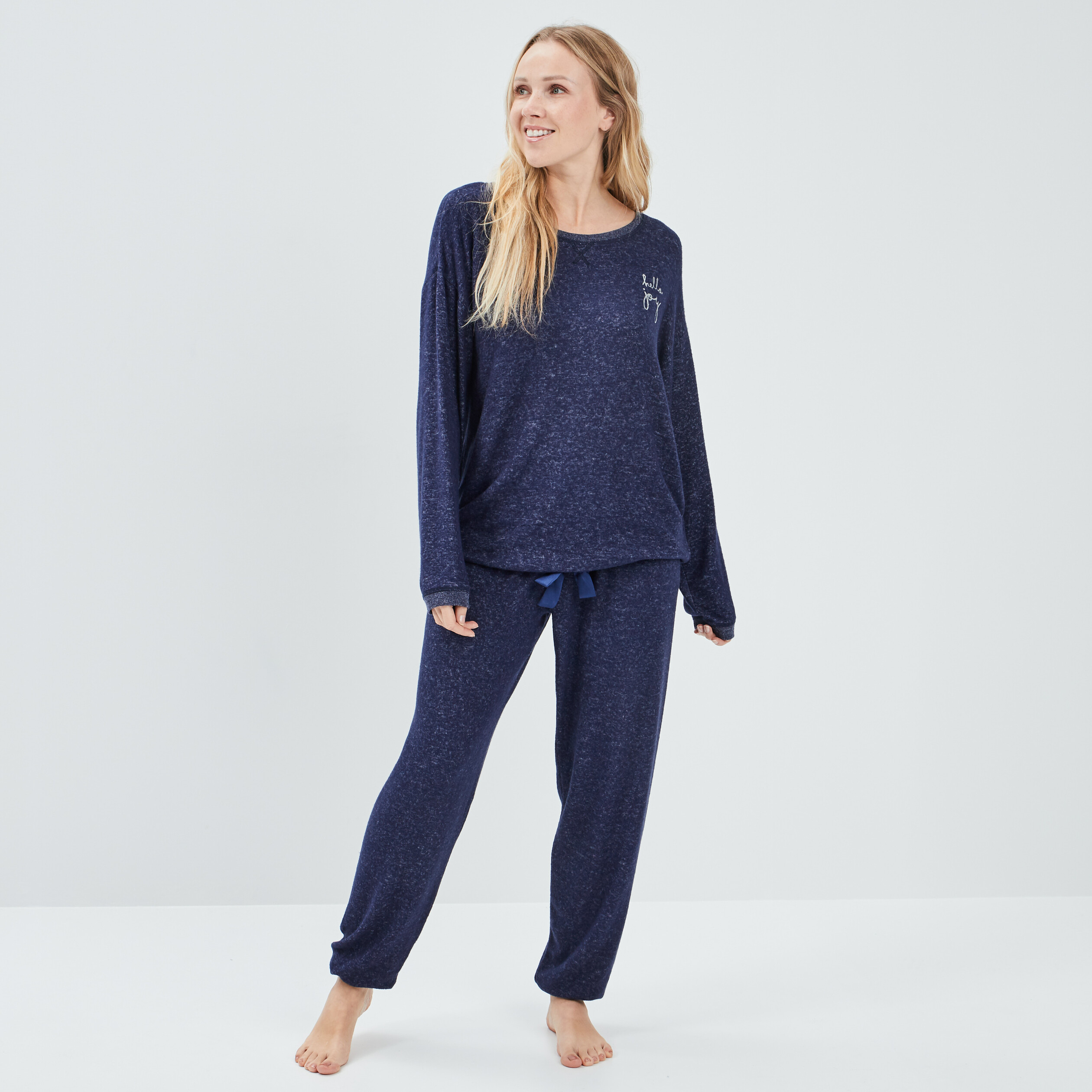 Ensemble pyjama 2 pièces bleu foncé femme | La Halle