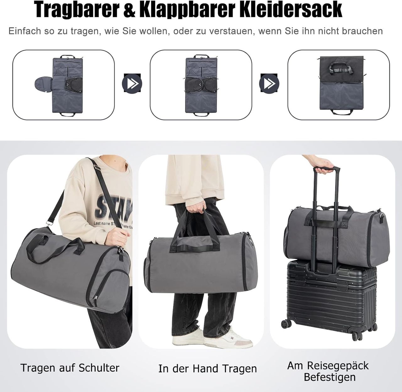 Costway 2-in-1 Handgepäcktasche & Kleiderhängetasche