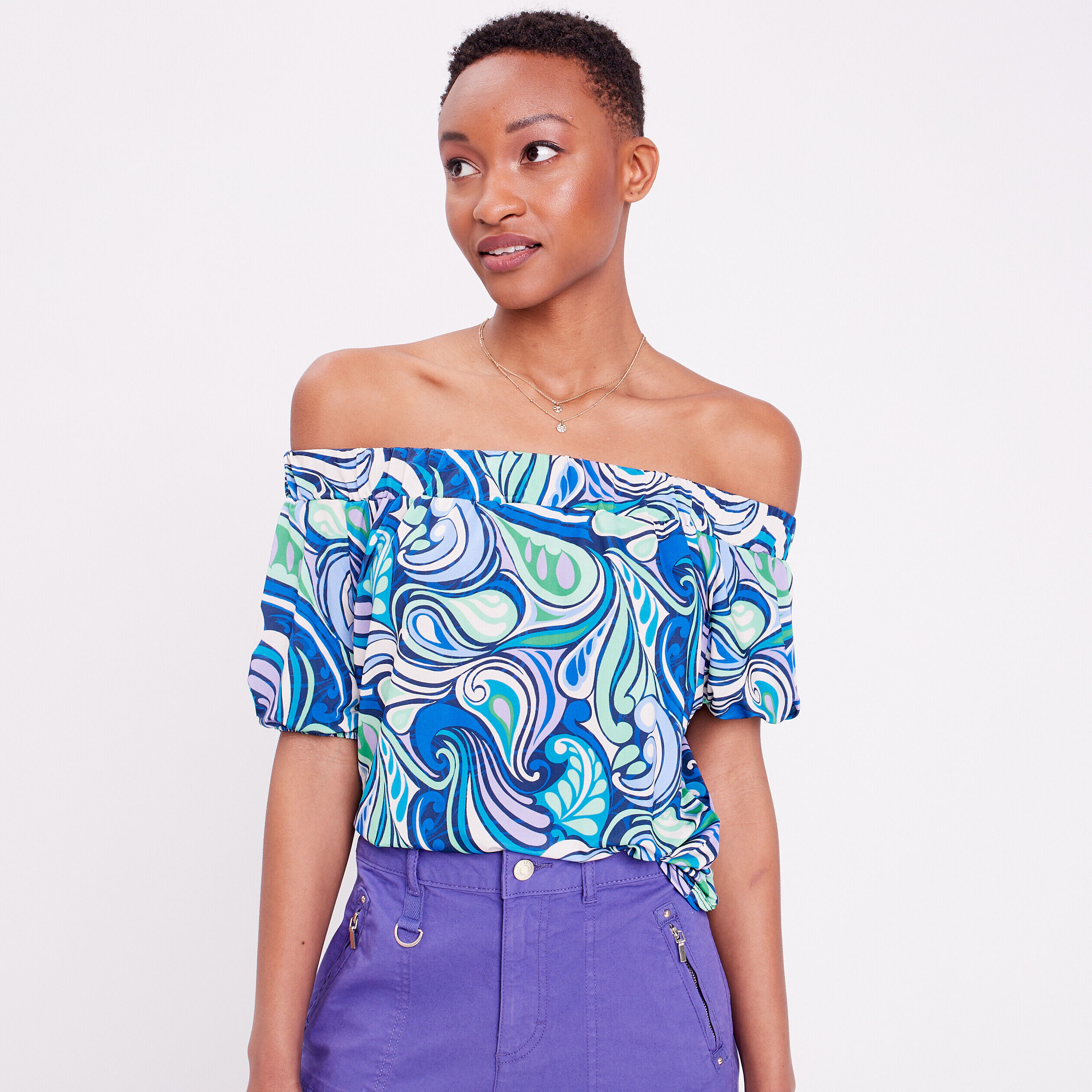 Blouse col bardot noir femme | Cache Cache