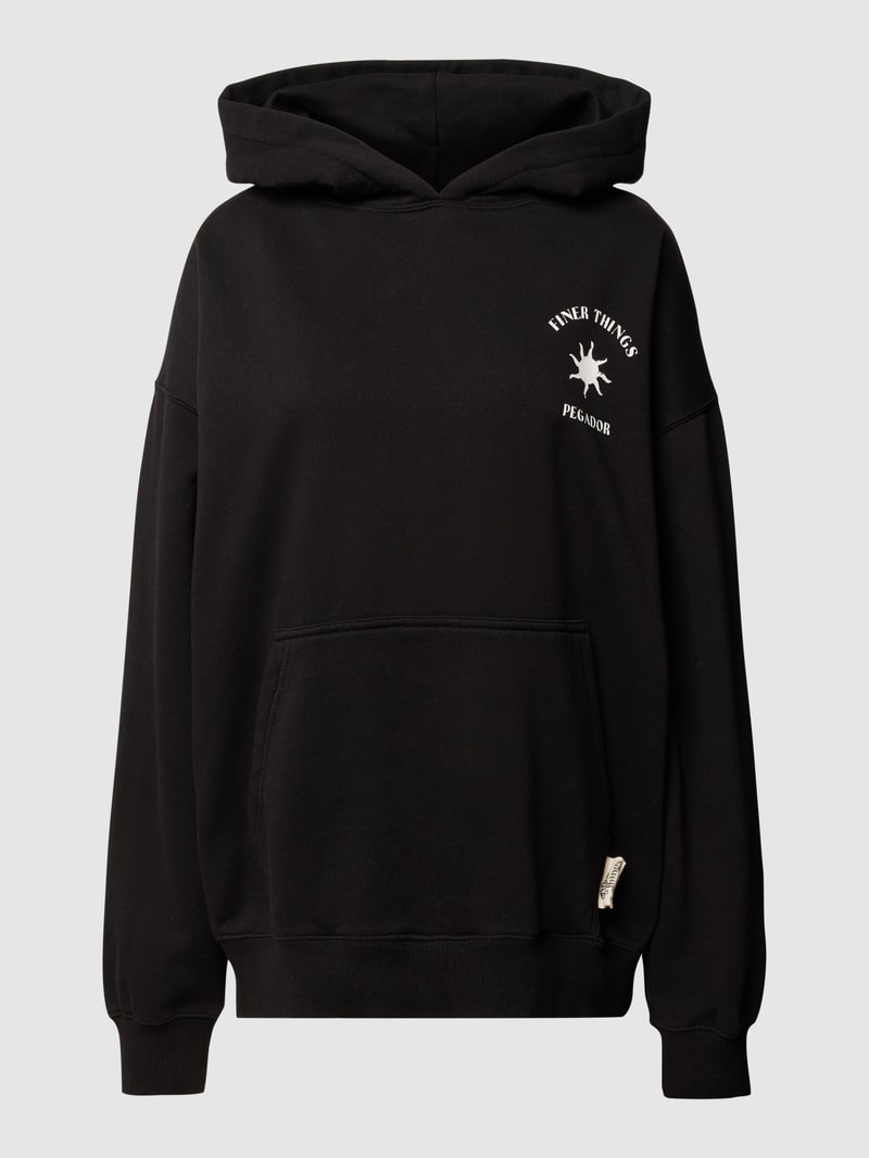 Oversized Hoodie mit Label-Print Modell 'SIENA' in schwarz