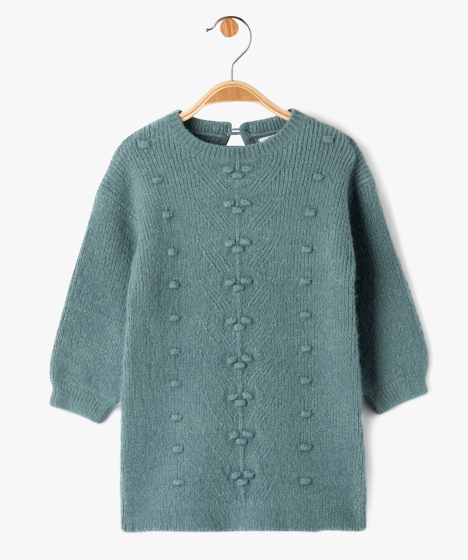 Robe pull en maille douce à relief bébé fille bleu | GEMO