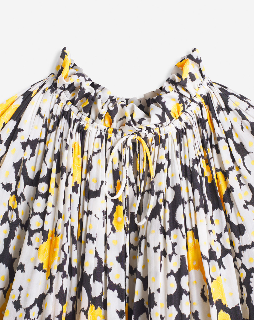 BLOUSE MANCHES LONGUES EN CHARMEUSE IMPRIMÉE