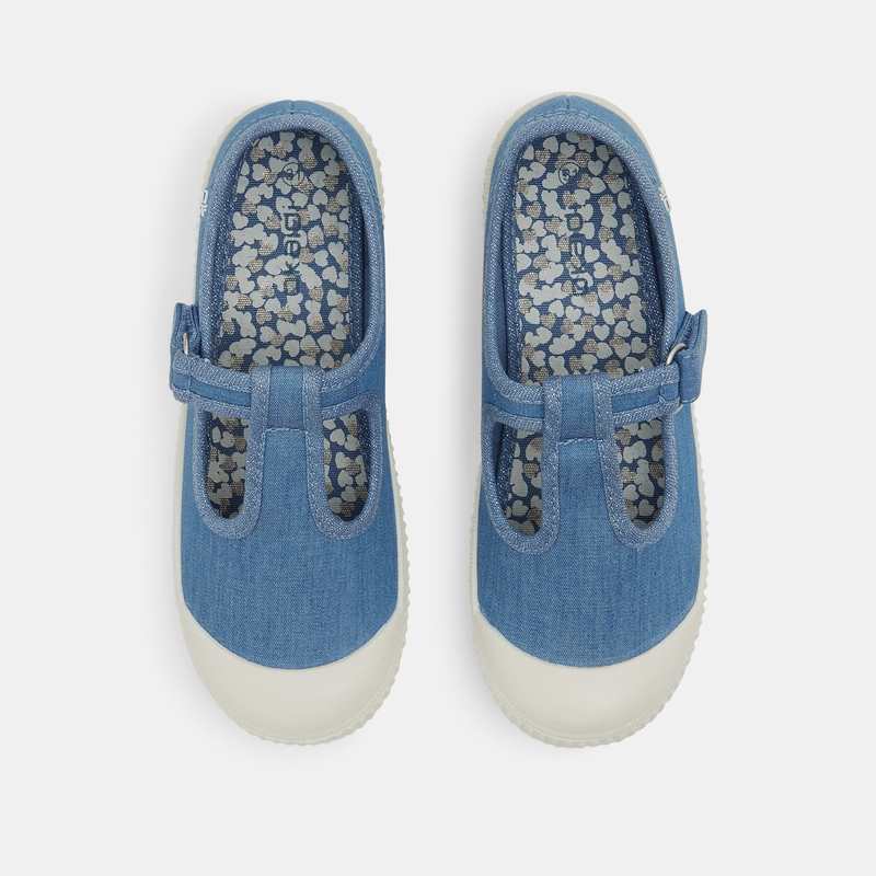 Ballerines toile forme salomé bleues fille