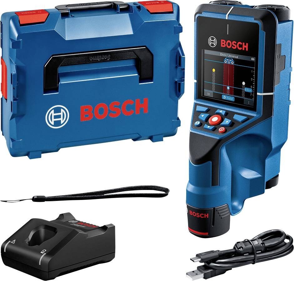 Bosch Blue 0601081601 D-tect 200 C Veggdetektor 1x 12V 2.0 Ah og hurtiglader GAL 12V-40 CV