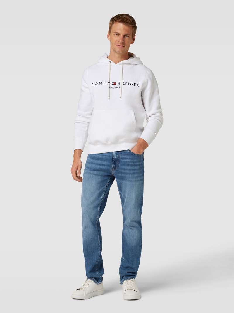 Hoodie mit Label-Stitching in weiß