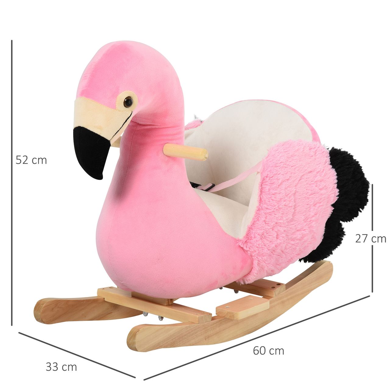 HOMCOM Schaukelpferd Schaukelspielzeug Flamingo mit Sicherheitsgurt Plüsch