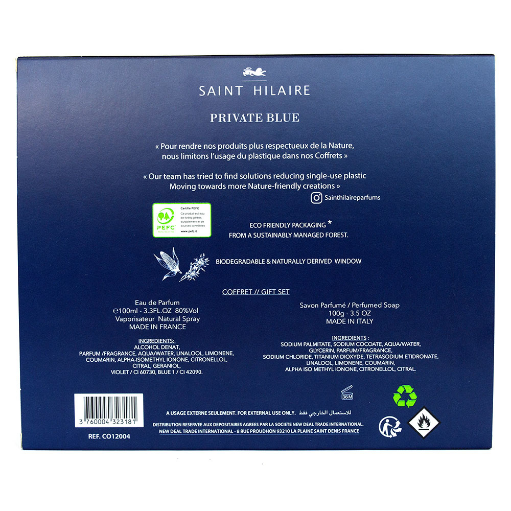 Saint Hilaire COFFRET PPRIVATE BLUE 100ML EDP + SAVON PARFUME