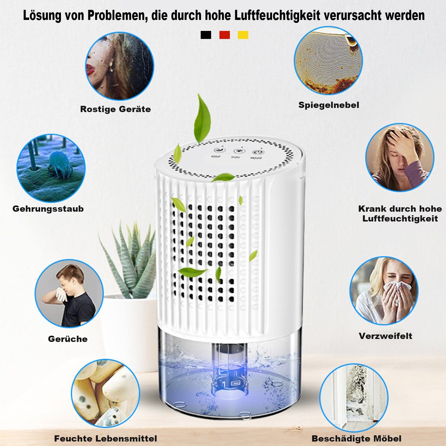 MAGICSHE Luftentfeuchter Entfeuchtung 0.35l/Tag,Unterhalb von 39dB, Tank 1 l,für 25m² Räume