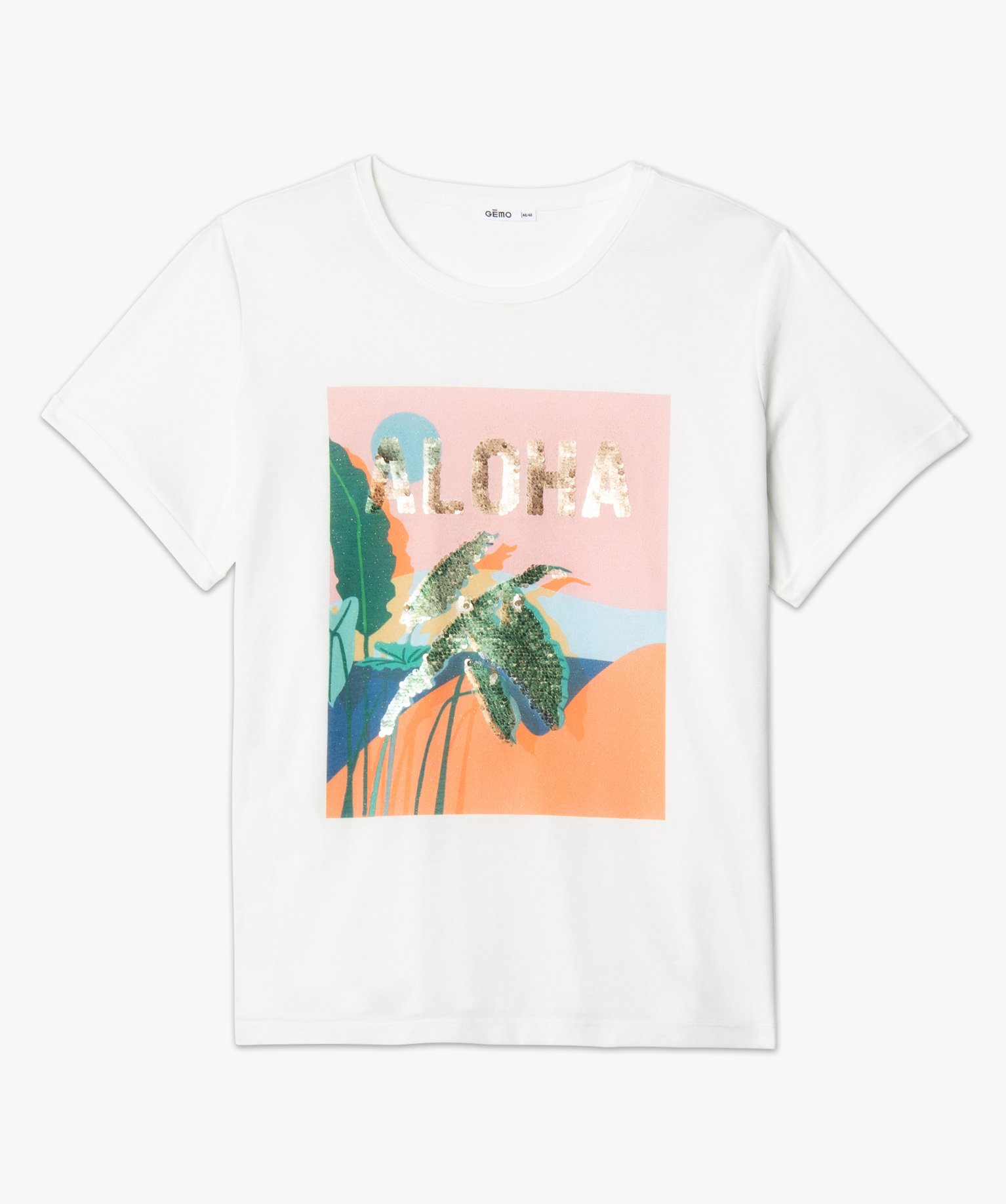Tee-shirt femme grande taille à manches courtes avec motif ... divers | GEMO