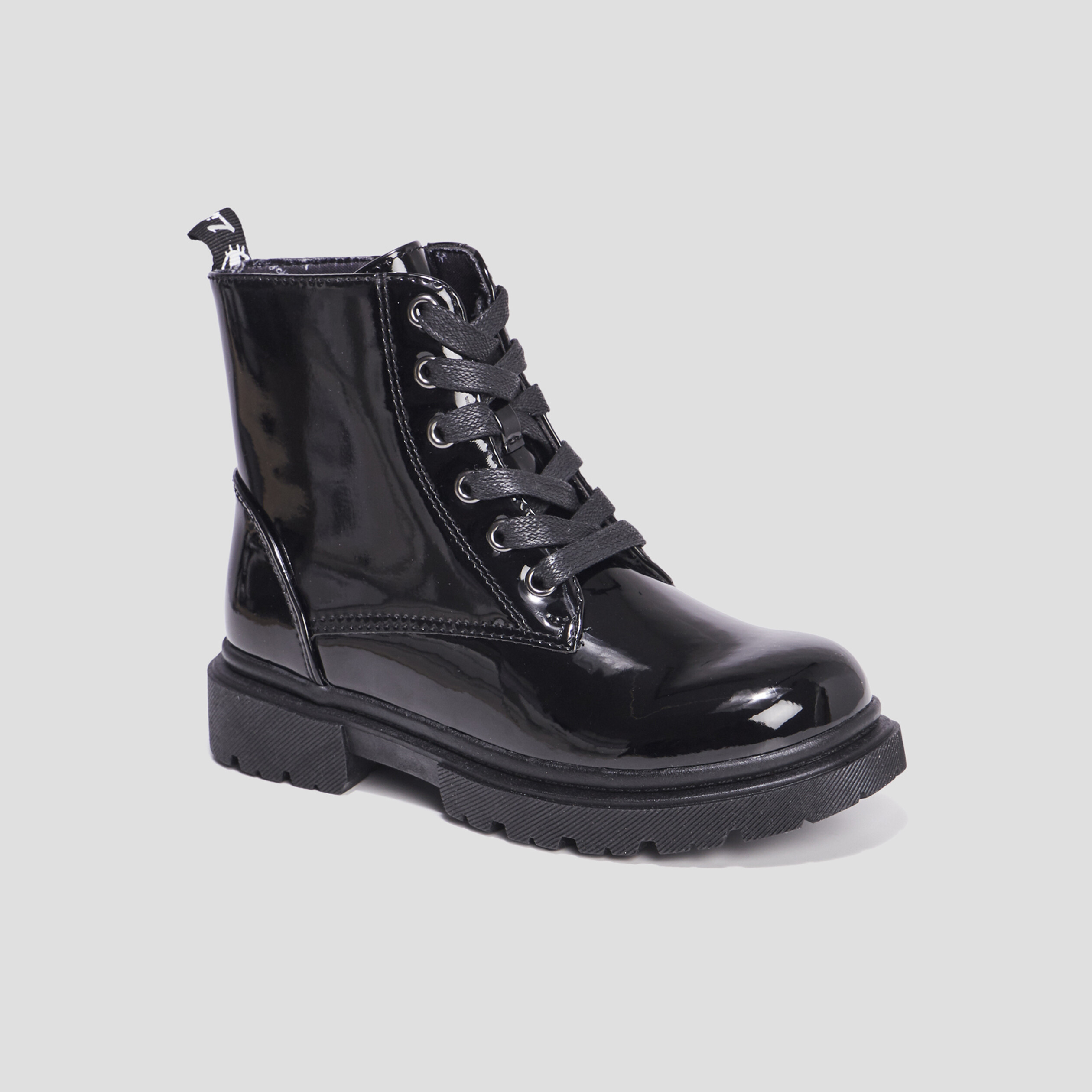 Bottines crantées zippées à paillettes noir fille | La Halle