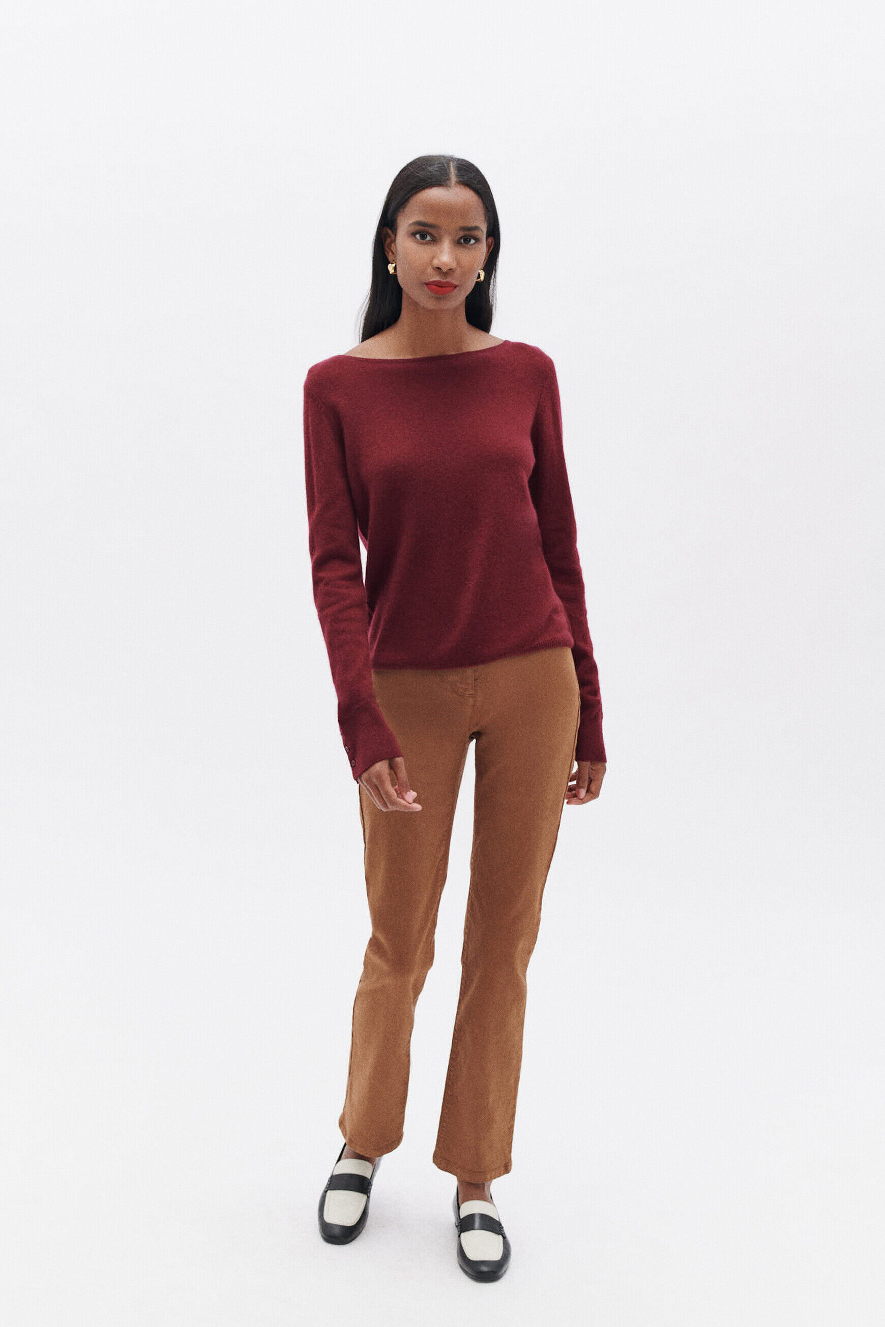Pull mzoan bordeaux femme
