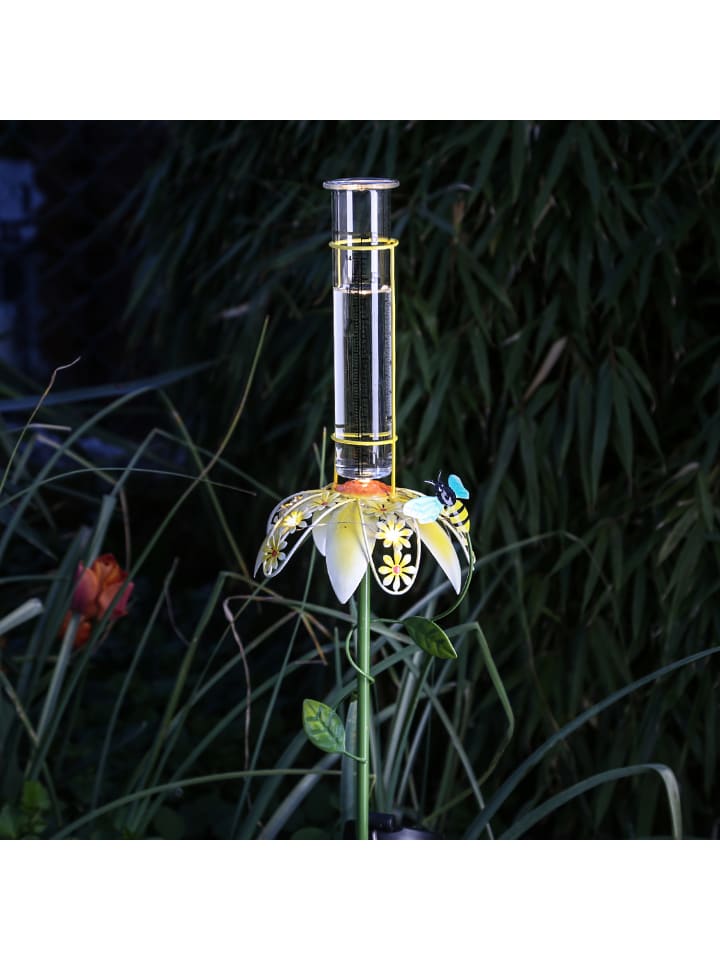 MARELIDA LED Solar Gartenstecker Blume Regenmesser in gelb - H: 84cm günstig kaufen onesize