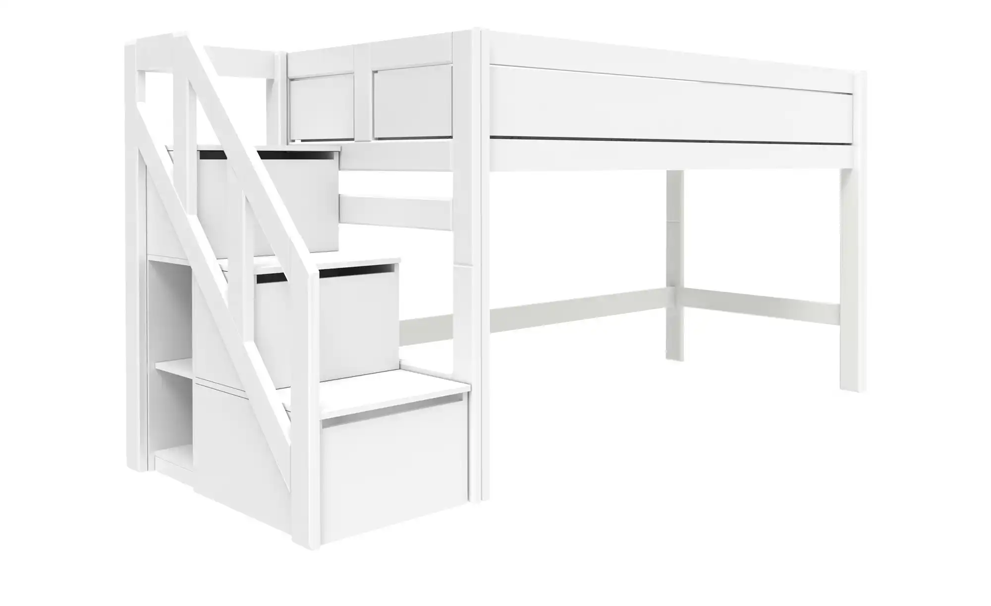 Halbhohes Bett mit Treppe