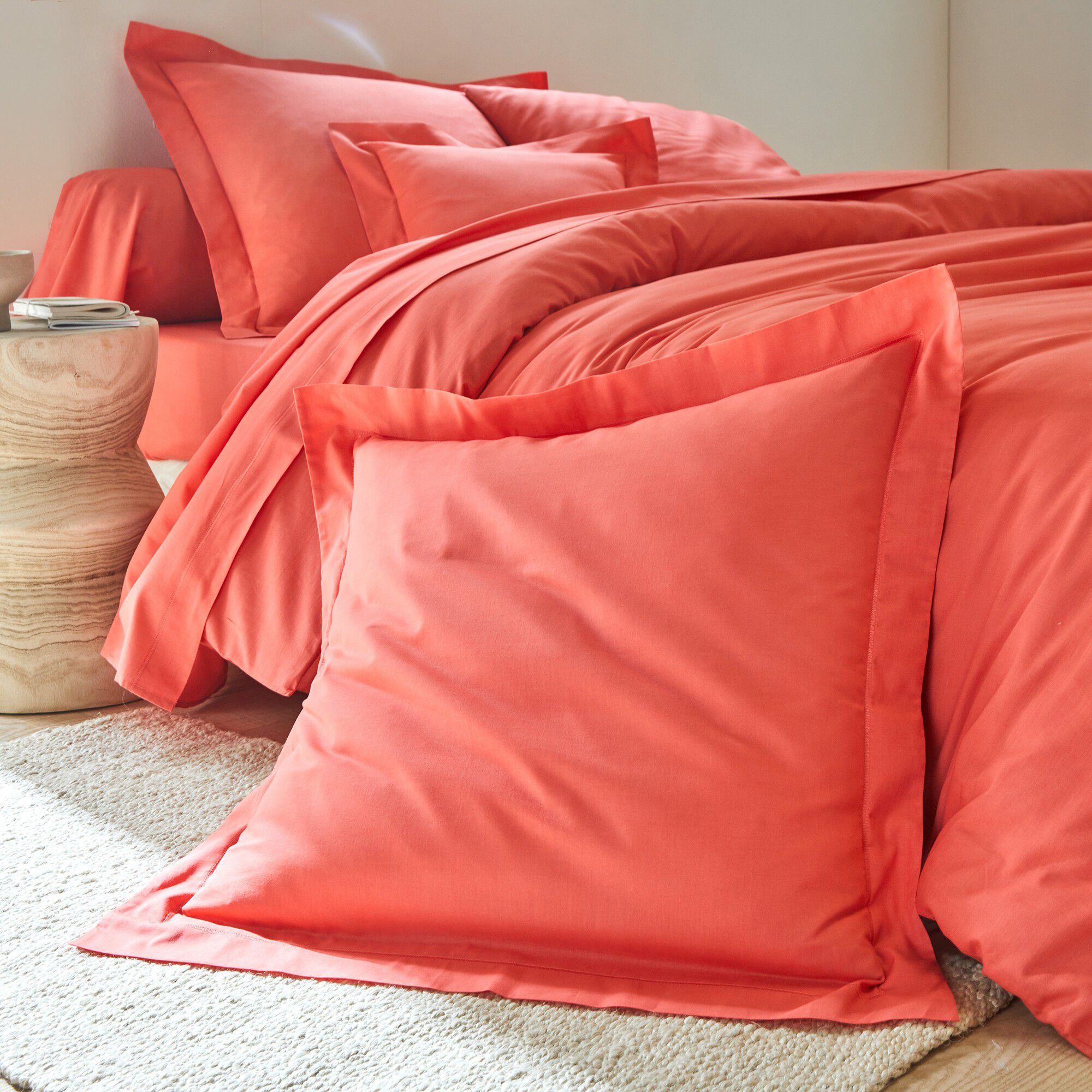 Linge de lit uni polyester-coton Colombine
