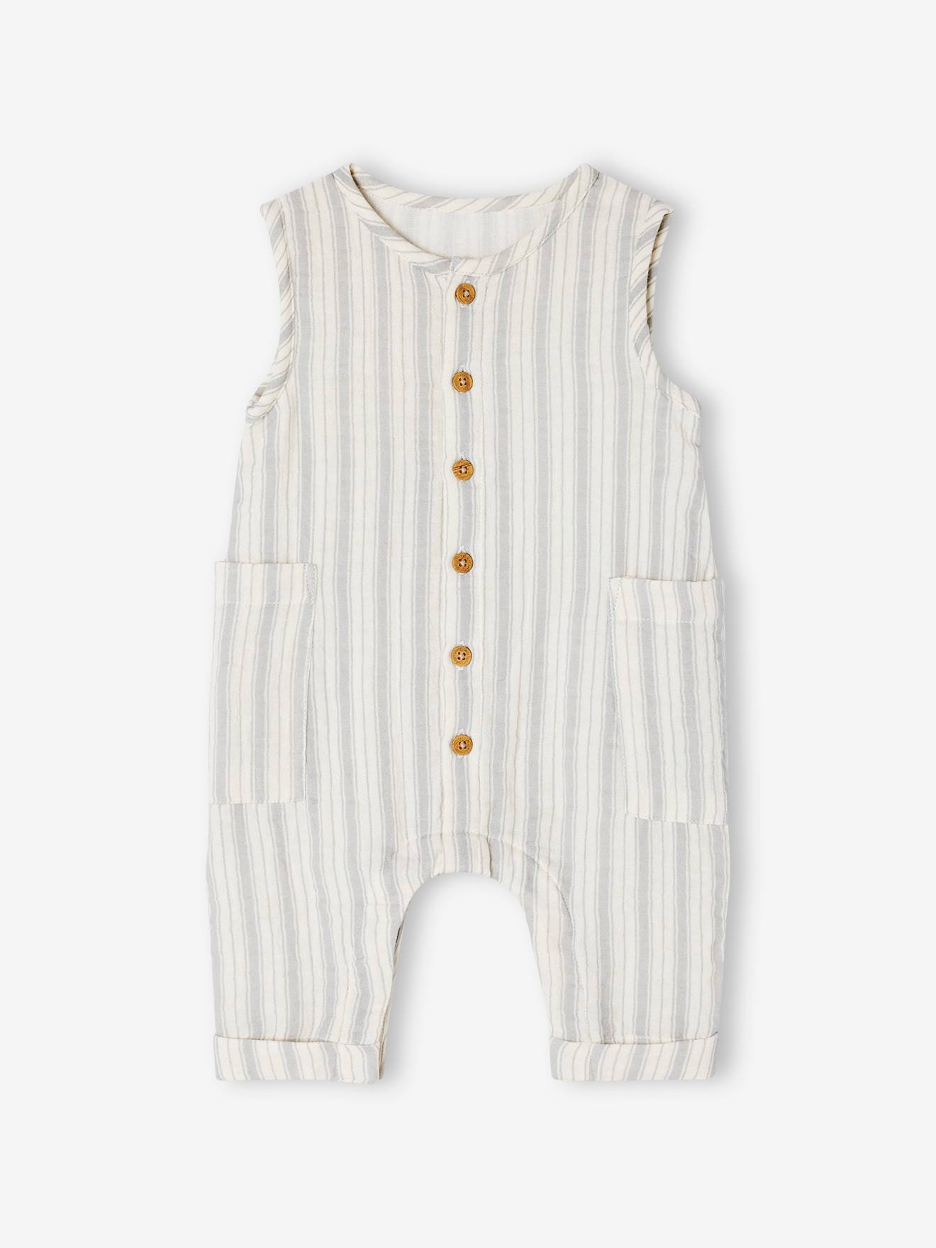 Vertbaudet Baby Musselin-Overall - cappuccino