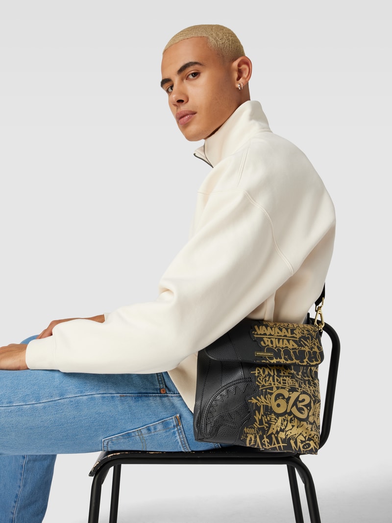 Handtasche mit Motiv-Print in schwarz