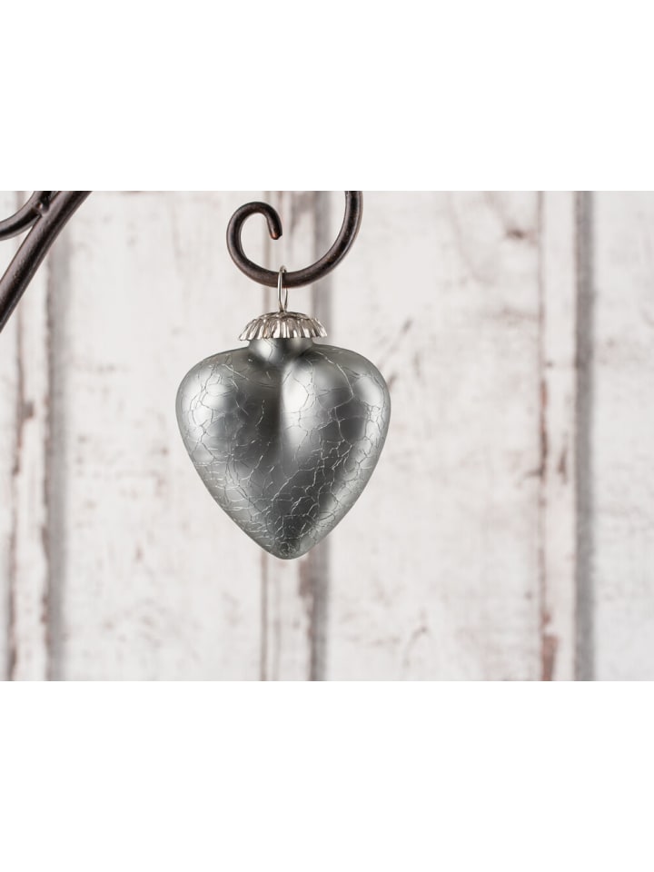 Boltze Deko Herz Hänger HEART SILVER aus Glas in Matt Silber 7,5 cm günstig kaufen onesize