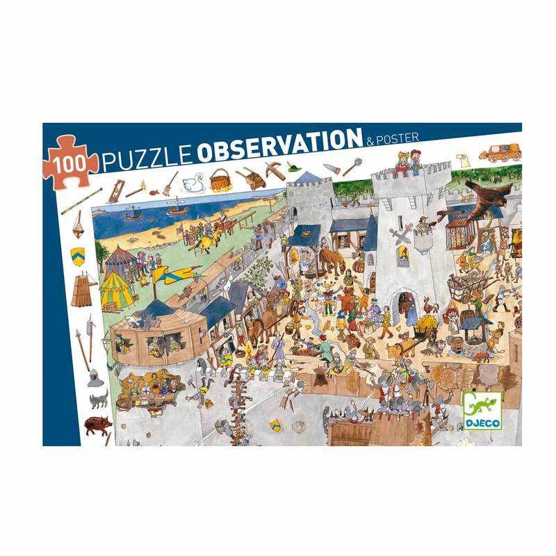 Puzzle observation Château fort 100 pièces Djeco