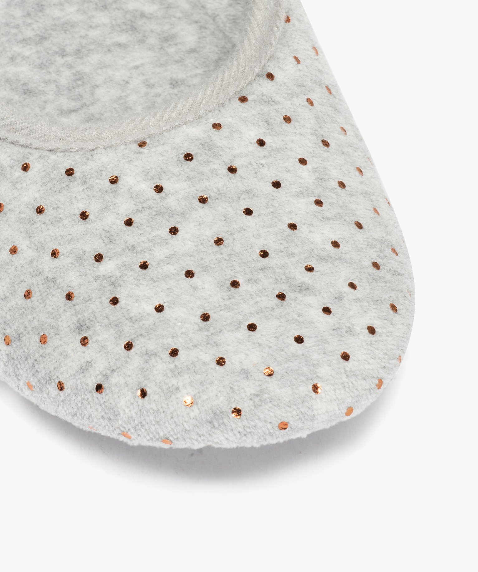 Chaussons femme ballerines en velours à pois métallisés gris | GEMO