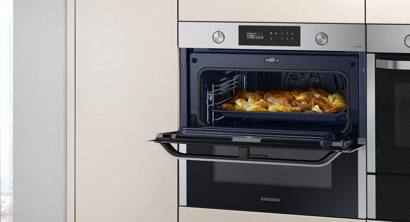 Samsung Pyrolyse Backofen NV7B4530ZAS, Pyrolyse-Selbstreinigung, Dual Cook Flex – Ein Ofen. Zwei Garräume. Maximale Flexibilität.
