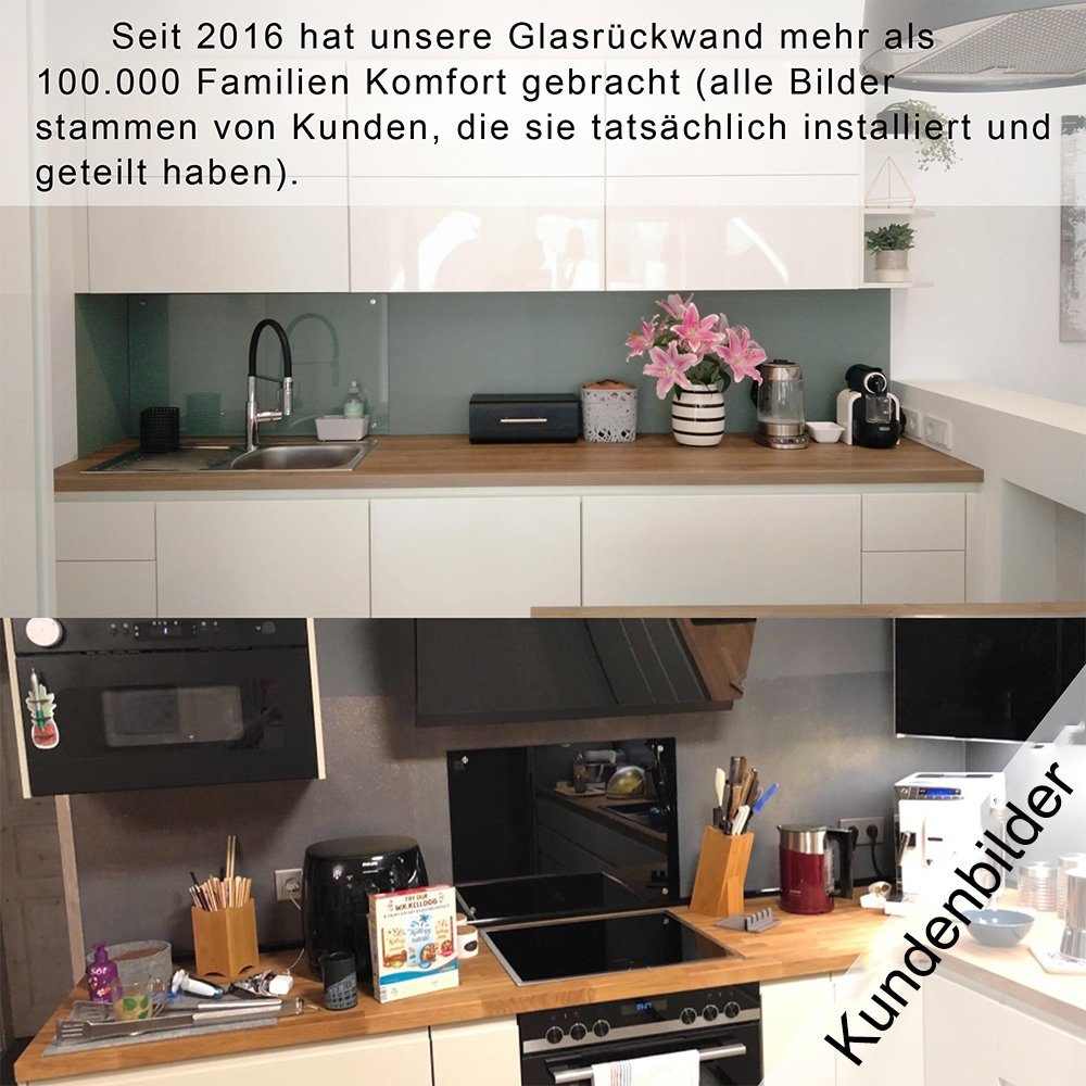 Mucola Küchenrückwand Spritzschutz Klarglas Glasrückwand Herdspritzschutz ESG Glas, (Stück, 1-tlg), ESG Sicherheitsglas