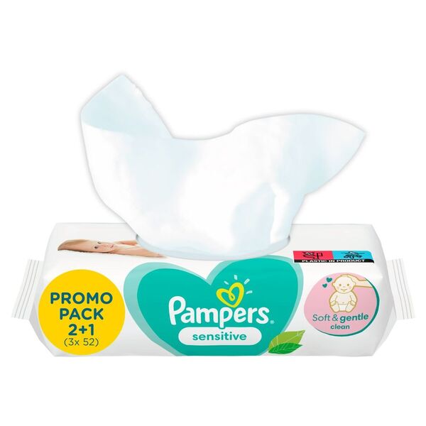 Pampers Sensitive Baby Wipes 3 x 52 pieces