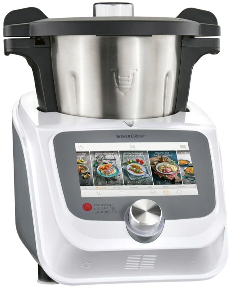 SilverCrest Küchenmaschine mit Kochfunktion Monsieur Cuisine connect trend SKMC 1200 F6, 7 Zoll Farbdisplay, 800,00 W