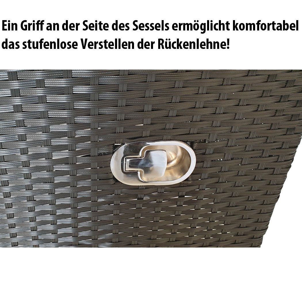 KMH Gartenstuhl 2er Set Polyrattan Hochlehner TJORBEN schwarz (10