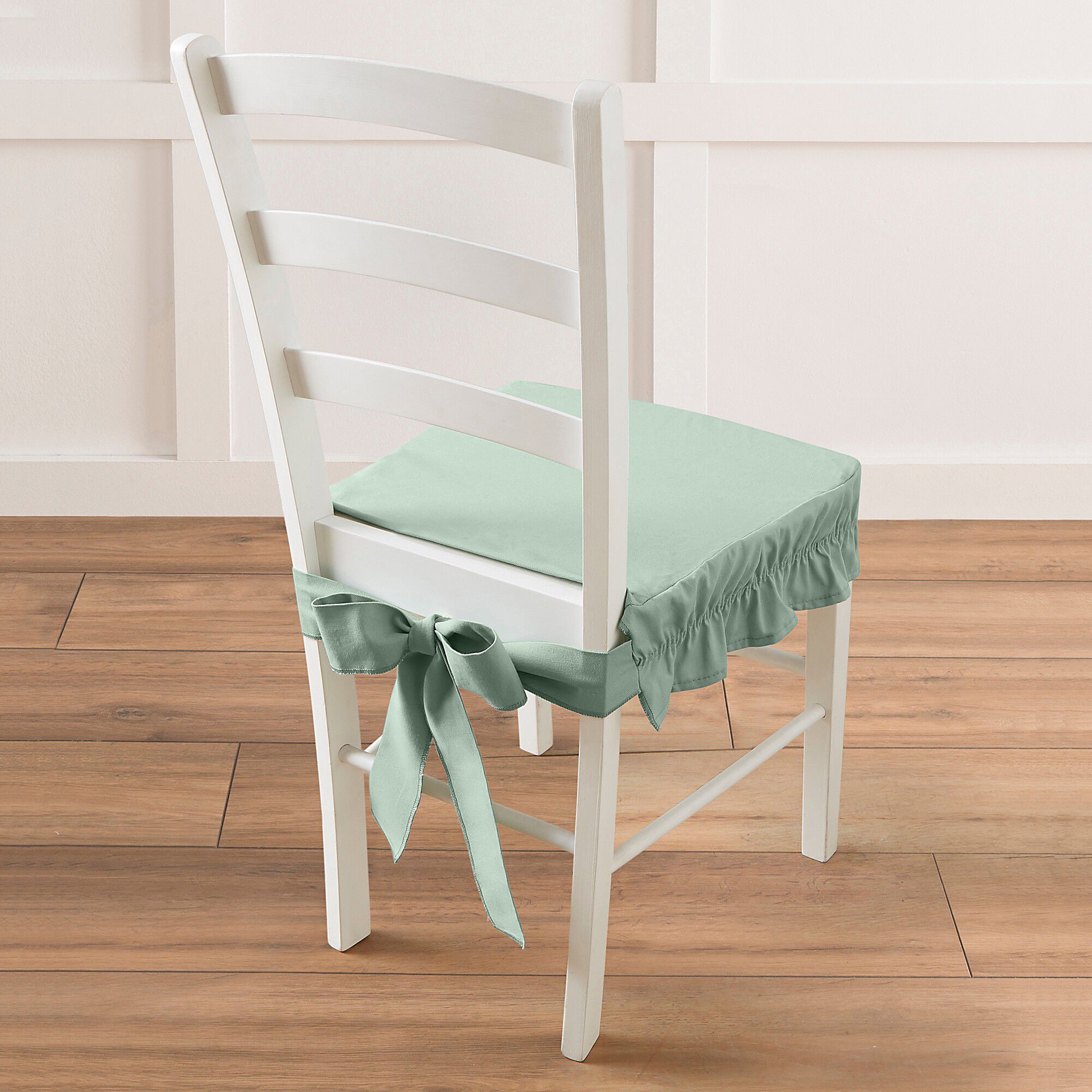 Housse chaise unie volantée coton bachette
