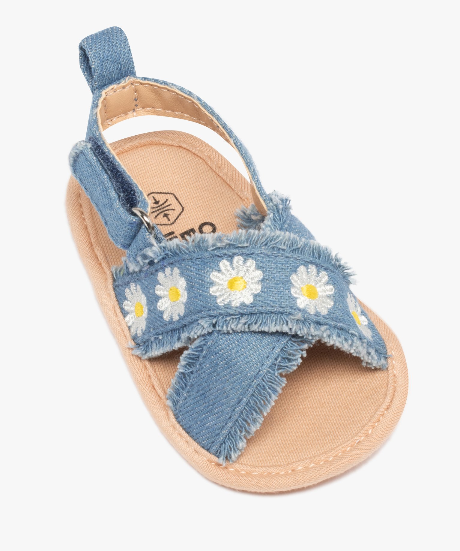 Chaussons de naissance bébé fille sandales en denim denim | GEMO