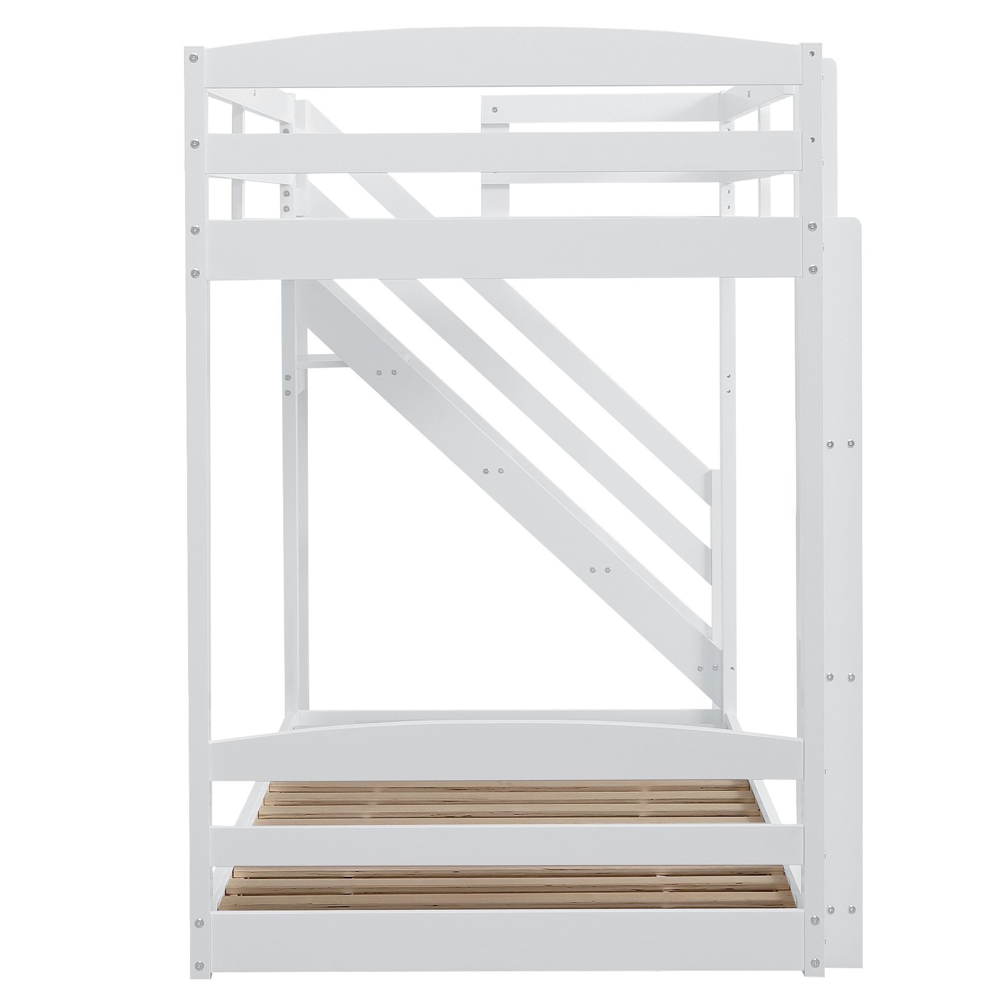 REDOM Etagenbett Holzbett Tagesbett Kinderbett Gästebett 90*200cm (mit zwei Sicherheitstreppen links und rechts, Massivholz-Etagenbett mit Lattenrost), ohne Matratze