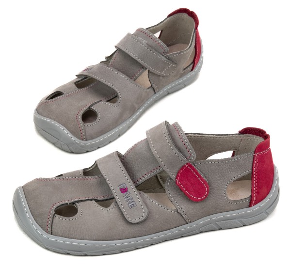Fare Bare |vA ~ Leder Sandale ~ grau/pink