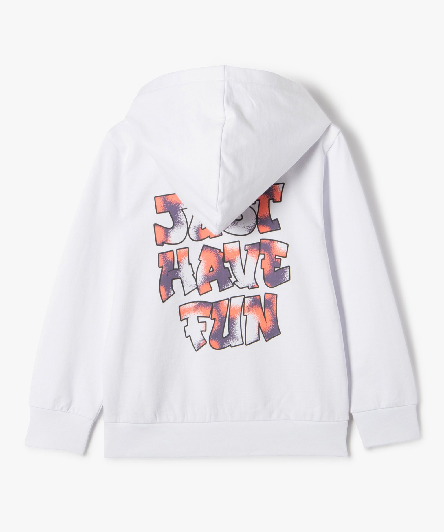 Sweat Garçon à capuche avec inscription dans le dos blanc | GEMO