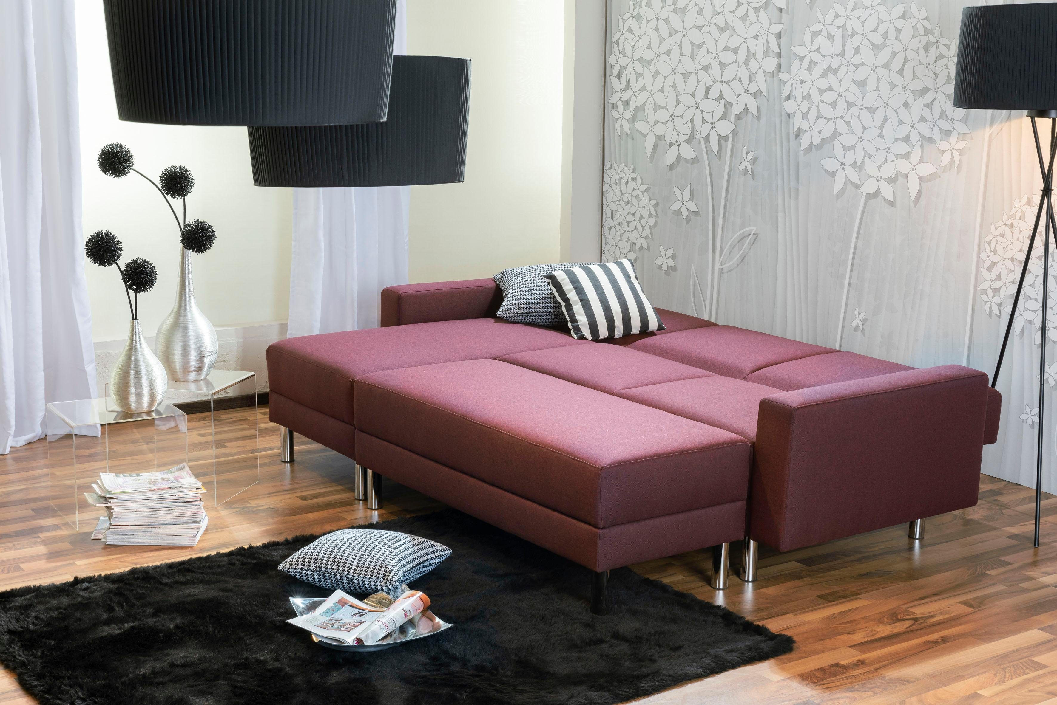 Max Winzer® Schlafsofa Just Fresh, mit Rückenverstellung, inklusive Stauraumhocker