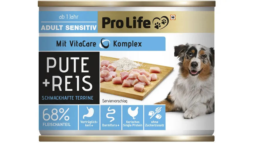 Pro Life Nassfutter für Hunde mit Pute und Reis. 200 g